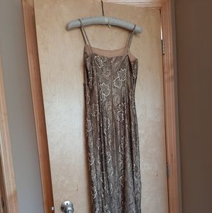 Gold Sequined Evening Gown